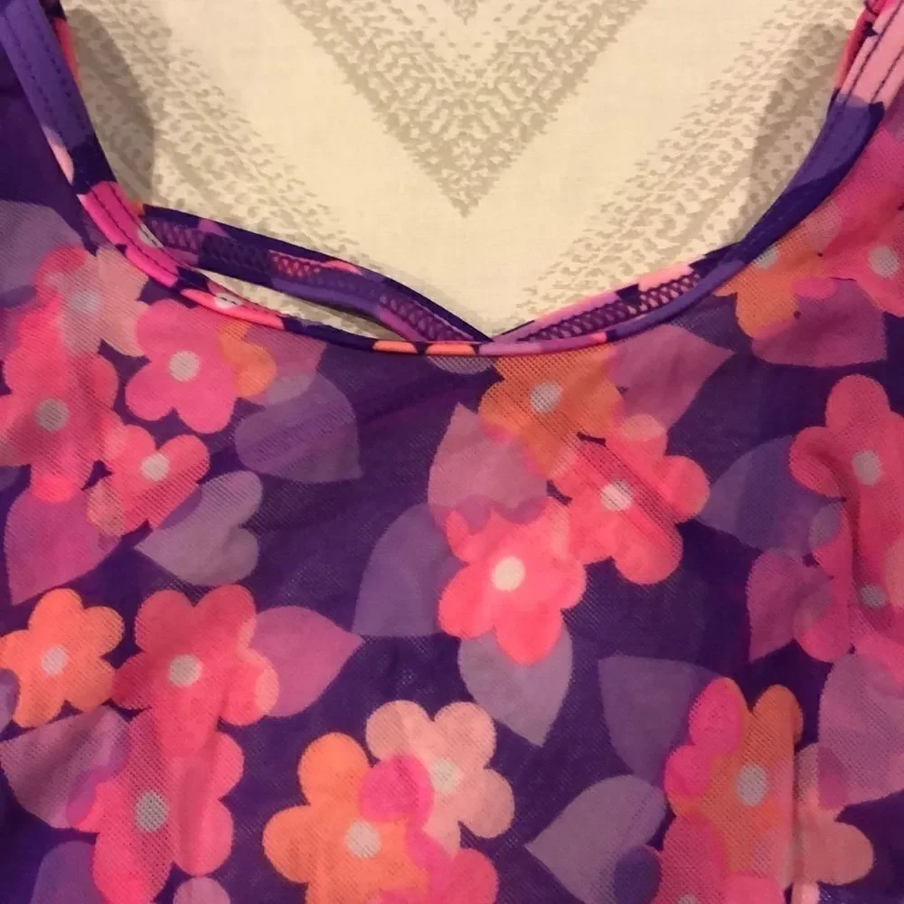 Hula Star Girls Mesh Floral Purple & Pink Cover-up